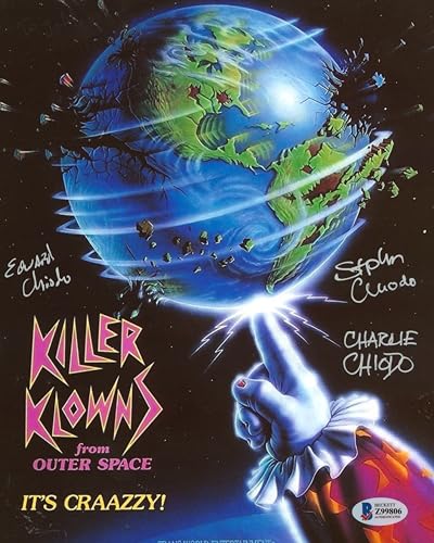 (3) Chiodo Brothers Killer Klowns From Outer Space Signed 8x10 Photo BAS #Z99806