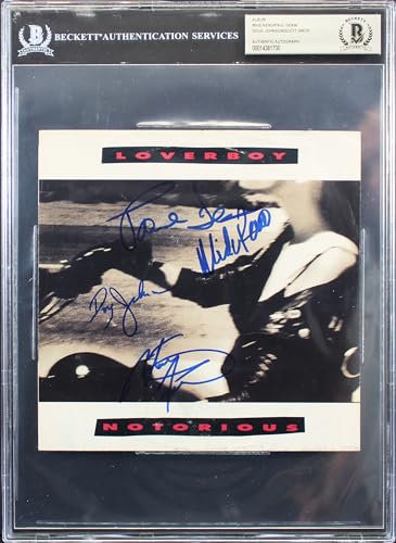 Loverboy (4) Reno, Dean, Johnson & Smith Signed 45 RPM Album Cover BAS Slabbed