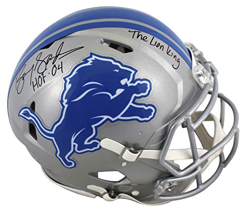 Lions Barry Sanders "2x Insc" Signed Full Size Speed Proline Helmet BAS