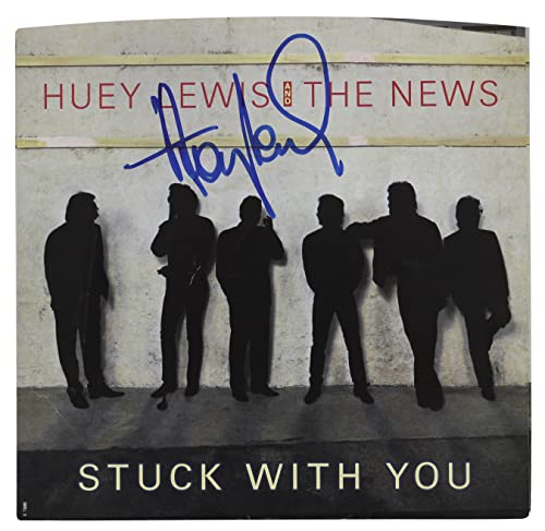 Huey Lewis Authentic Signed Stuck With You 45 RPM Album Cover BAS #BG79117