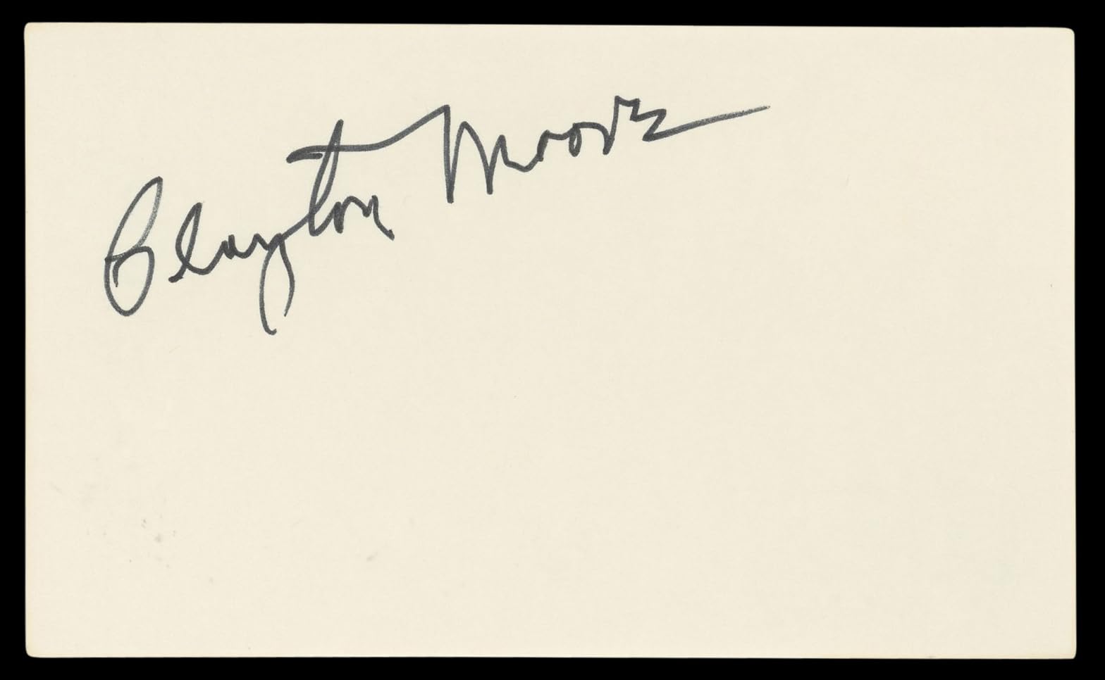 Clayton Moore The Lone Ranger Authentic Signed 3x5 Index Card BAS #BL98447