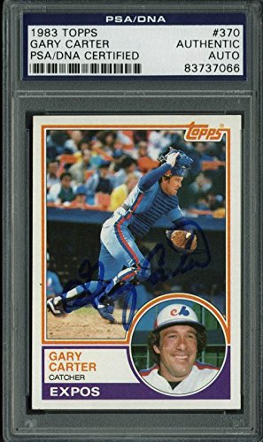 Expos Gary Carter Authentic Signed Card 1983 Topps #370 PSA/DNA Slabbed