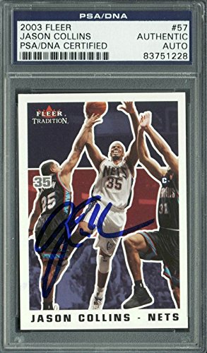 Nets Jason Collins Authentic Signed Card 2003 Fleer #57 PSA/DNA Slabbed