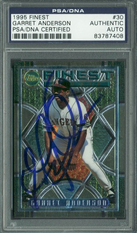 Angels Garret Anderson Authentic Signed Card 1995 Finest #30 PSA/DNA Slabbed