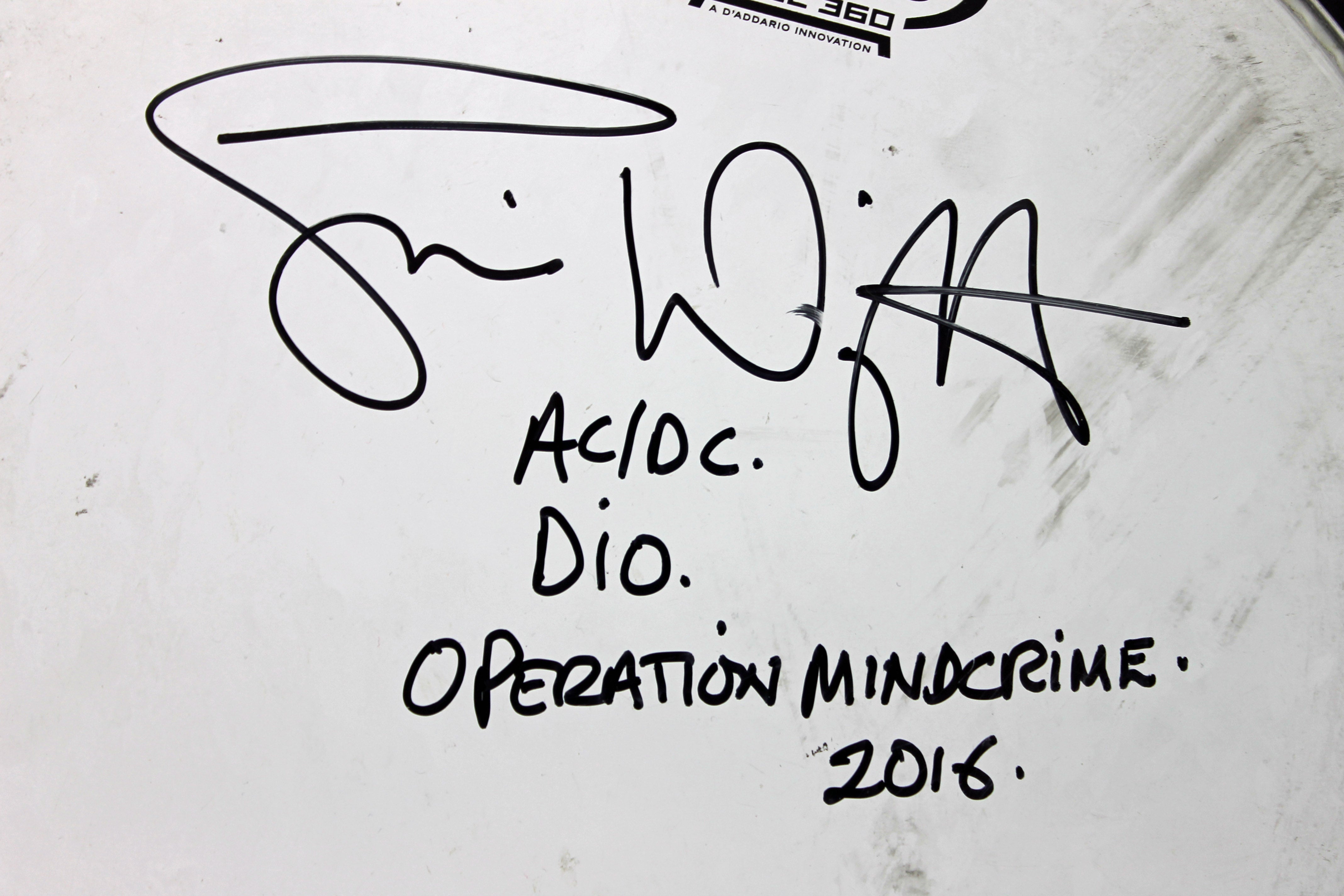 Simon Wright "AC/DC DIO Operation Mindcrime" Signed 13 Inch Drumhead PSA AB40582
