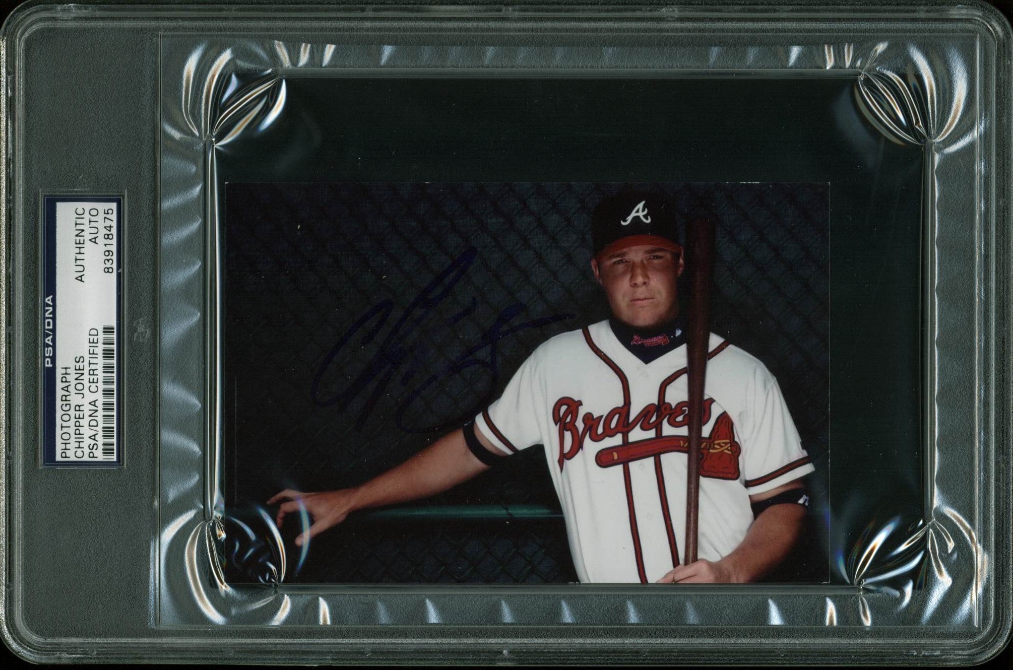 Braves Chipper Jones Authentic Signed 4x6 Autographed PSA/DNA Slabbed