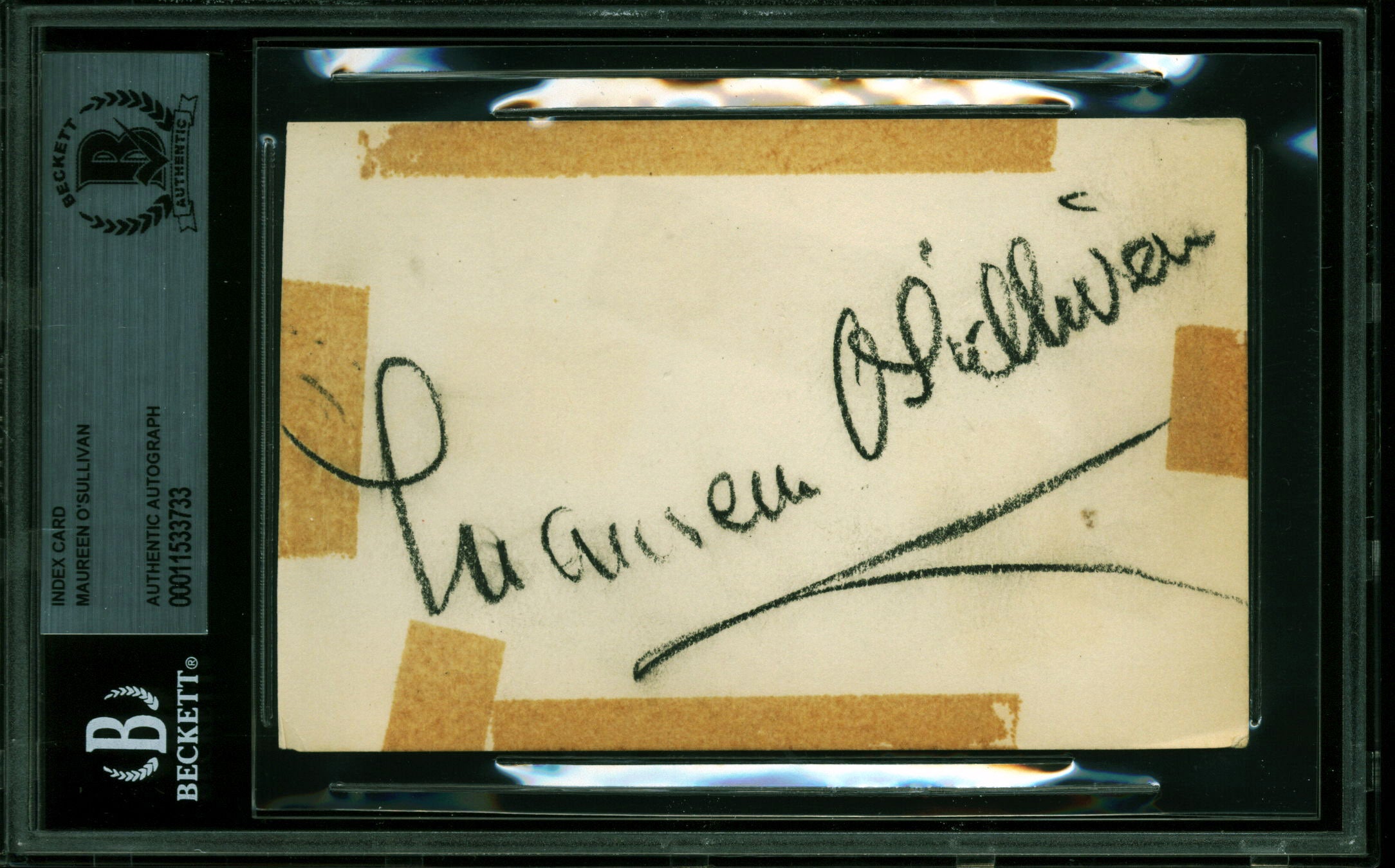Maureen O'Sullivan Tarzan Authentic Signed 3.25x5 Index Card BAS Slabbed