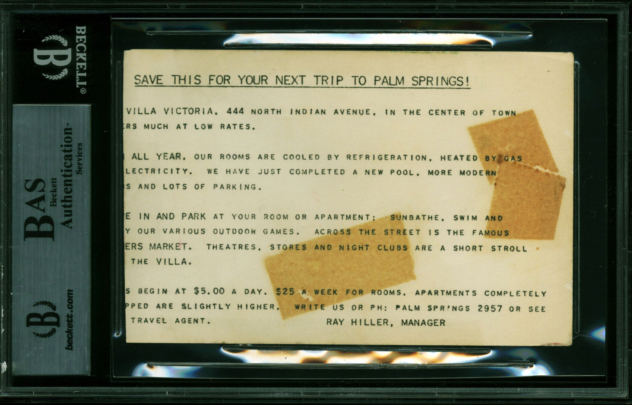 Maureen O'Sullivan Tarzan Authentic Signed 3.25x5 Index Card BAS Slabbed