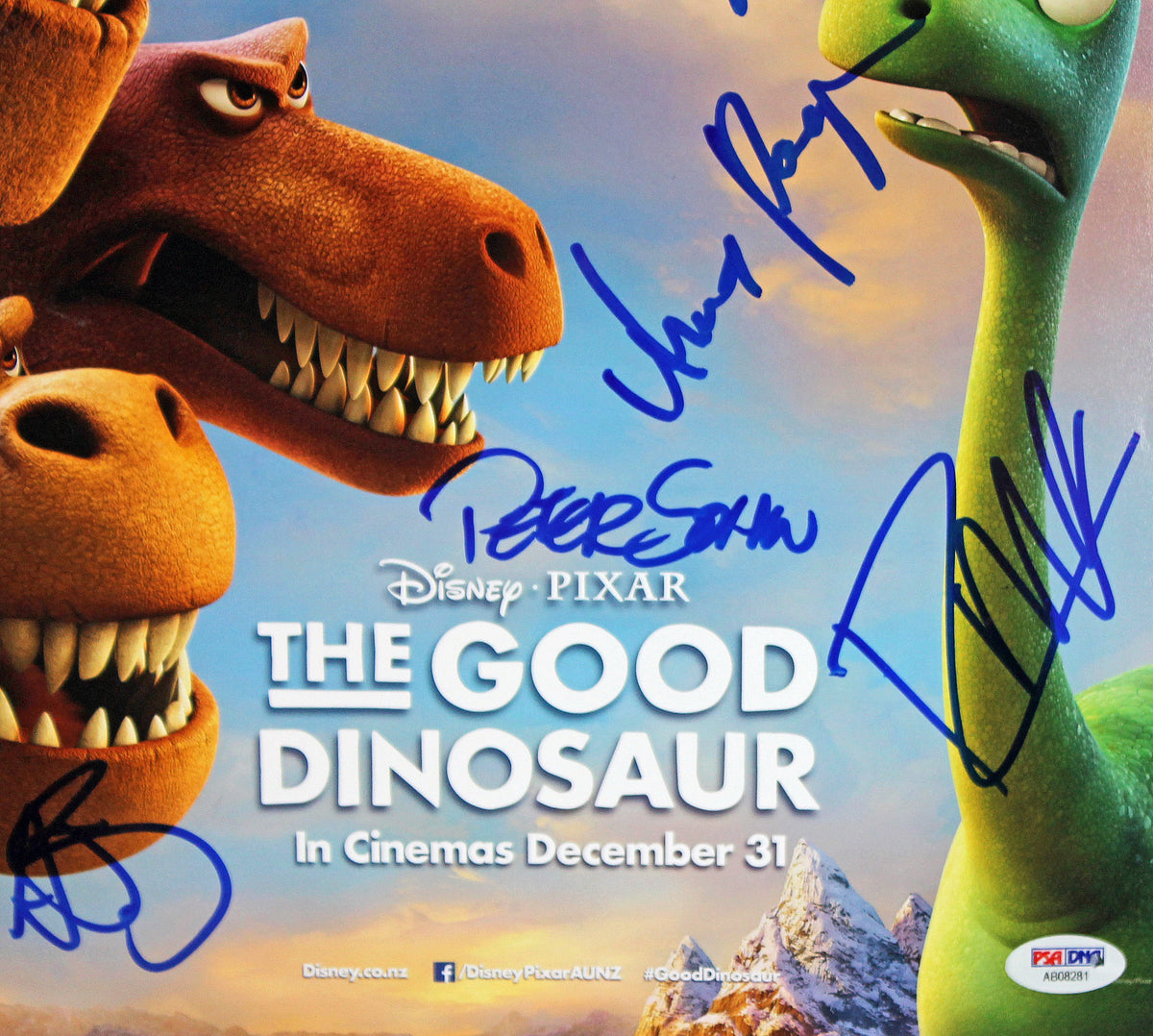 The Good Dinosaur (6) Elliott, Paquin, Signed 12x18 Movie Poster PSA #AB08281
