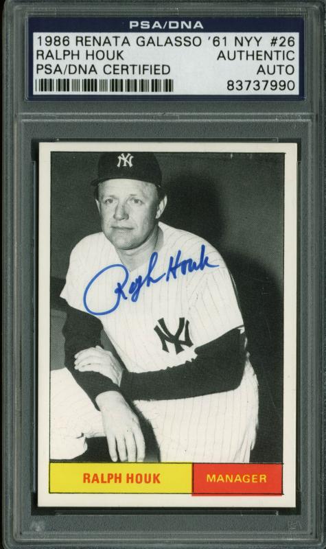 Yankees Ralph Houk Signed Card 1986 Ranata Galasso '61 Nyy #26 PSA/DNA Slabbed