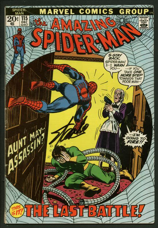 Stan Lee Signed Amazing Spider-Man #115 Comic Book Aunt May/ Octopus PSA #W18663