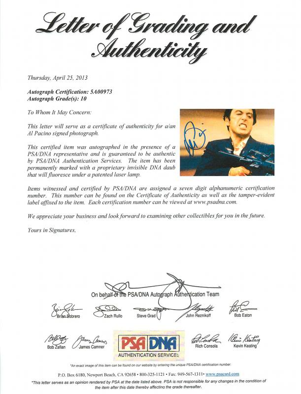Al Pacino Scarface Signed 11X14 Photo Graded Perfect 10! PSA/DNA ITP #5A00973