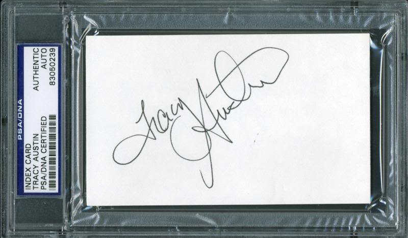 Tracy Austin Authentic Signed 3X5 Index Card Autographed PSA/DNA Slabbed
