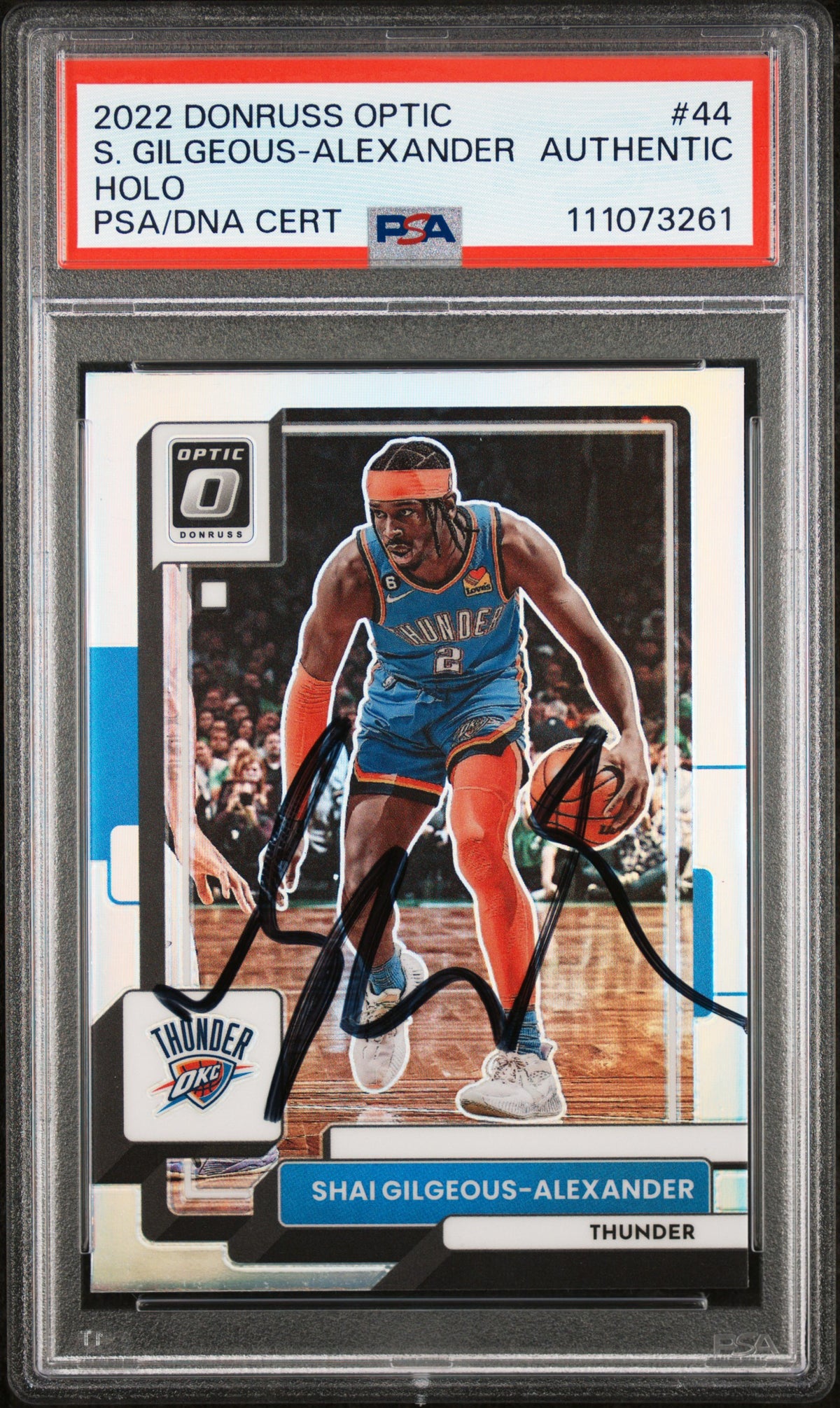 Shai Gilgeous-Alexander Signed 2022 Donruss Optic Silver Holo #44 Card PSA Slab