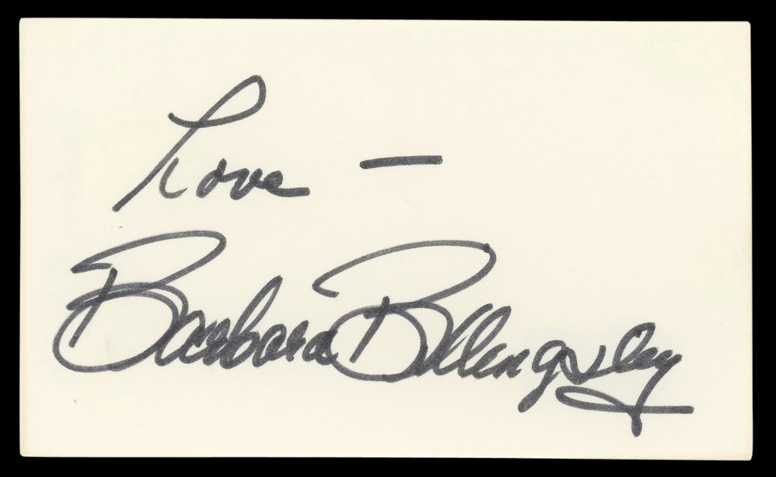 Barbara Billingsley Leave It to Beaver "Love" Signed 3x5 Index Card BAS #BM56920