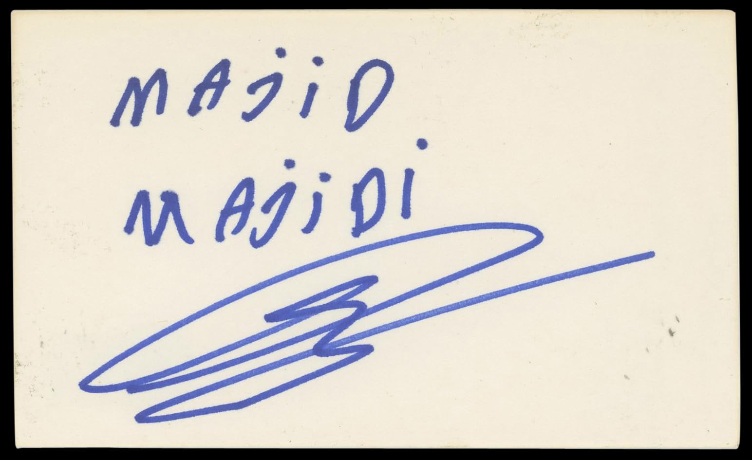Majid Majidi Children of Heaven Authentic Signed 3x5 Index Card BAS #BN89170