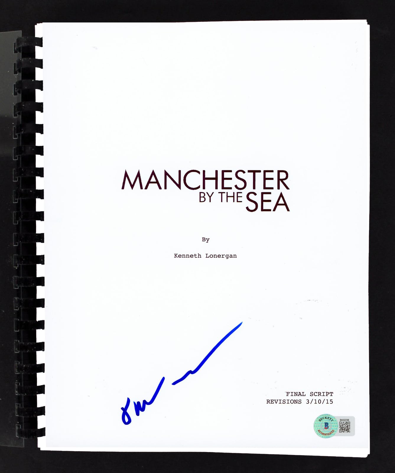 Kenneth Lonergan Manchester by the Sea Signed Movie Script BAS #BK02236