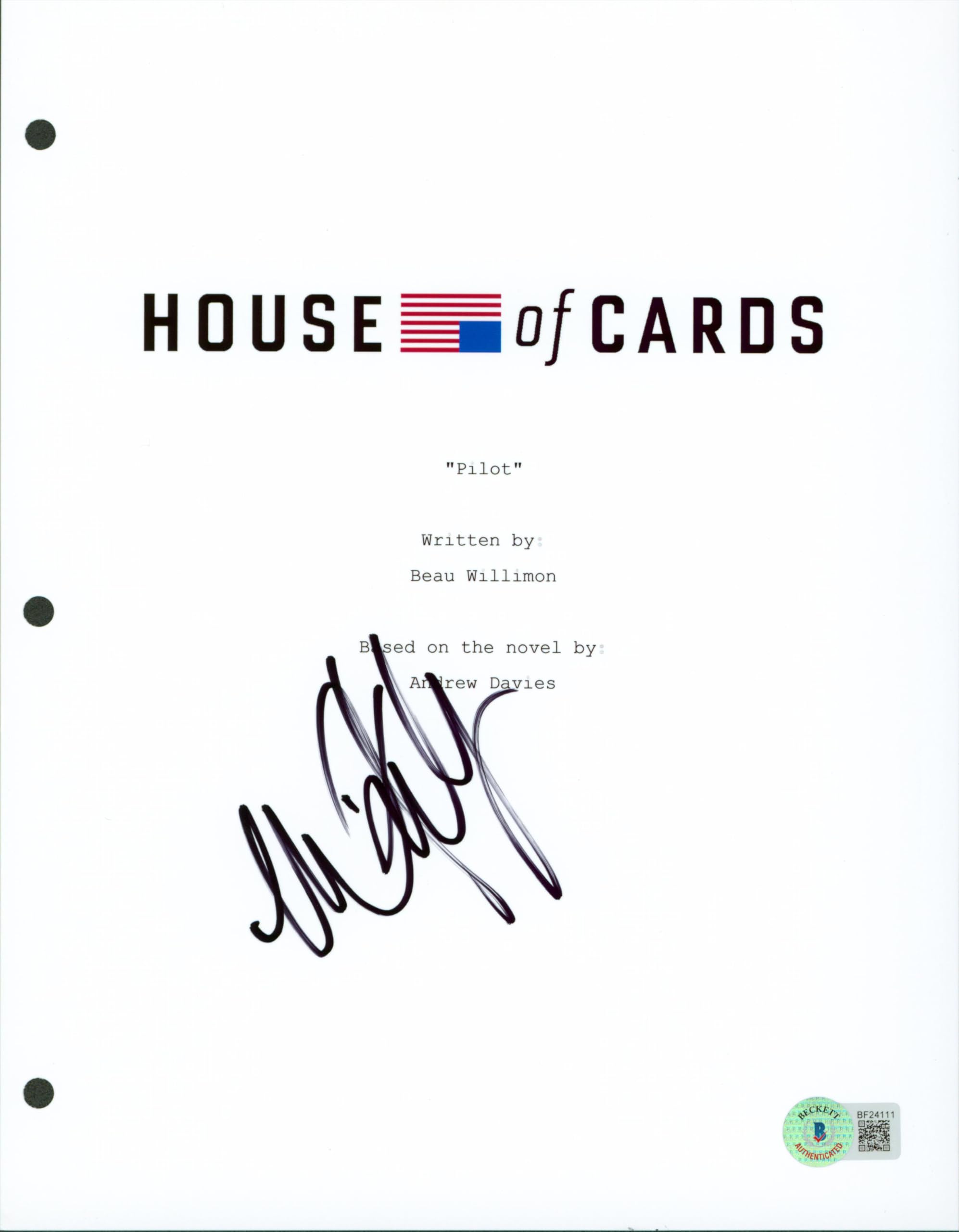 Michael Kelly Authentic Signed 8.5x11 House Of Cards Script Cover BAS #BF24111