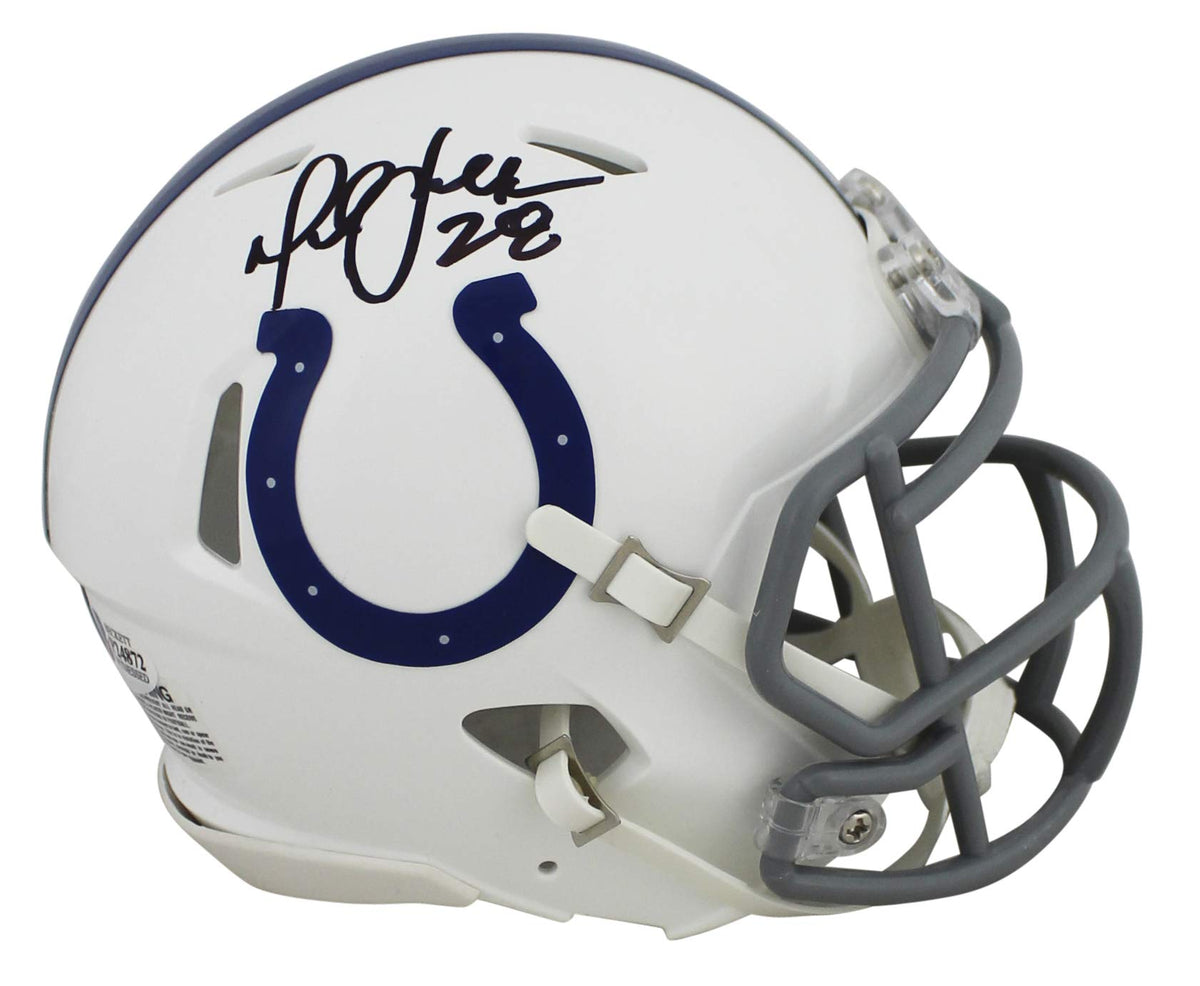 Colts Marshall Faulk Authentic Signed 2020 White Speed Mini Helmet BAS Witnessed