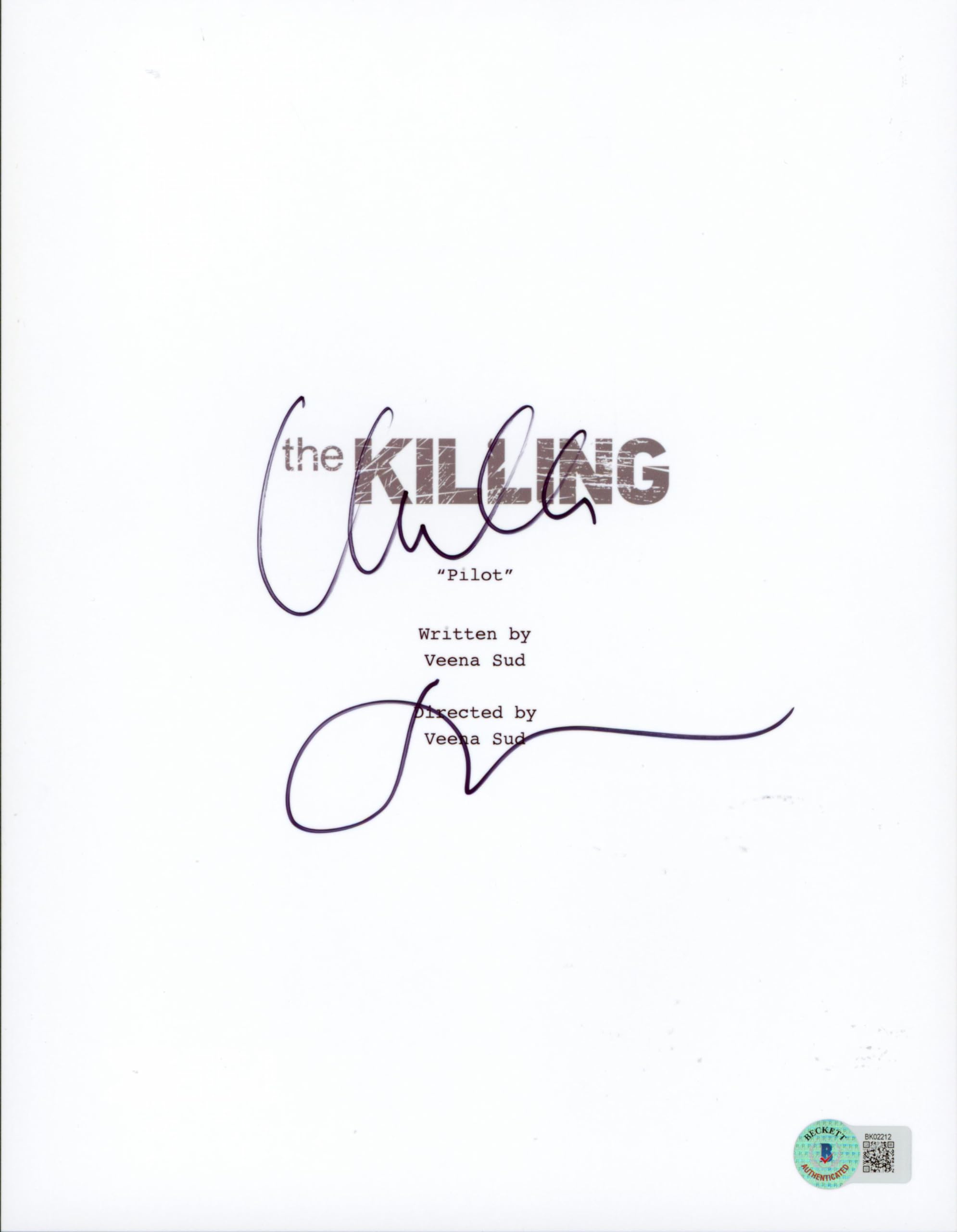 Mireille Enos The Killing Authentic Signed Script Cover Autographed BAS #BK02212