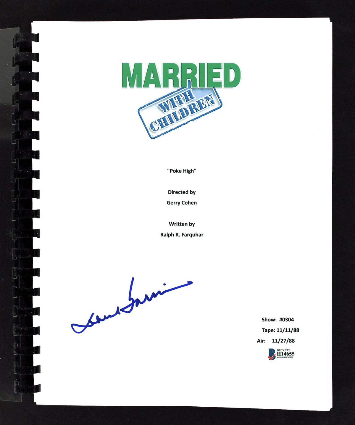 David Garrison Married With Children Signed Pilot Episode Tv Script BAS #H14655
