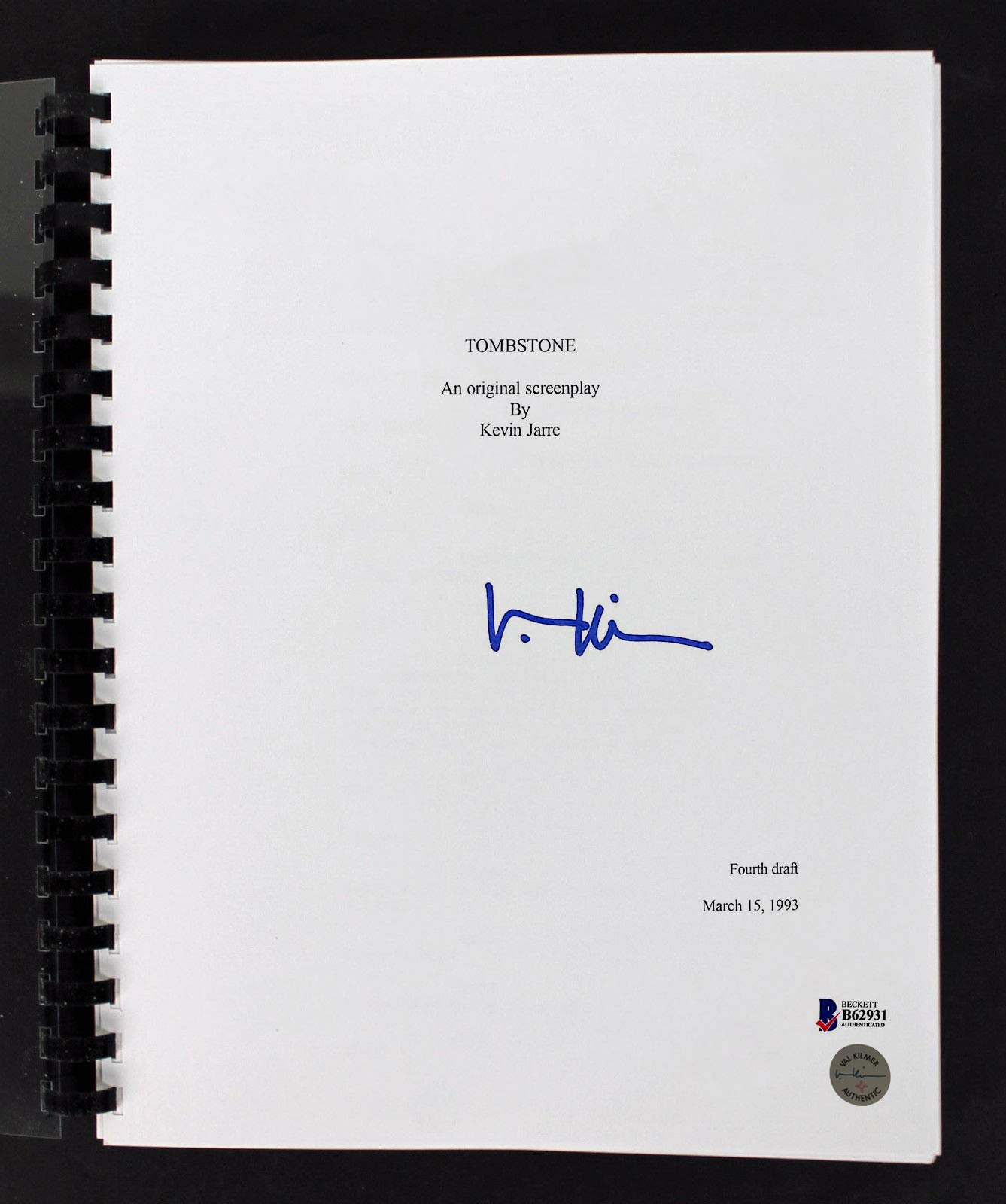 Val Kilmer Authentic Signed Tombstone Movie Script Autographed BAS
