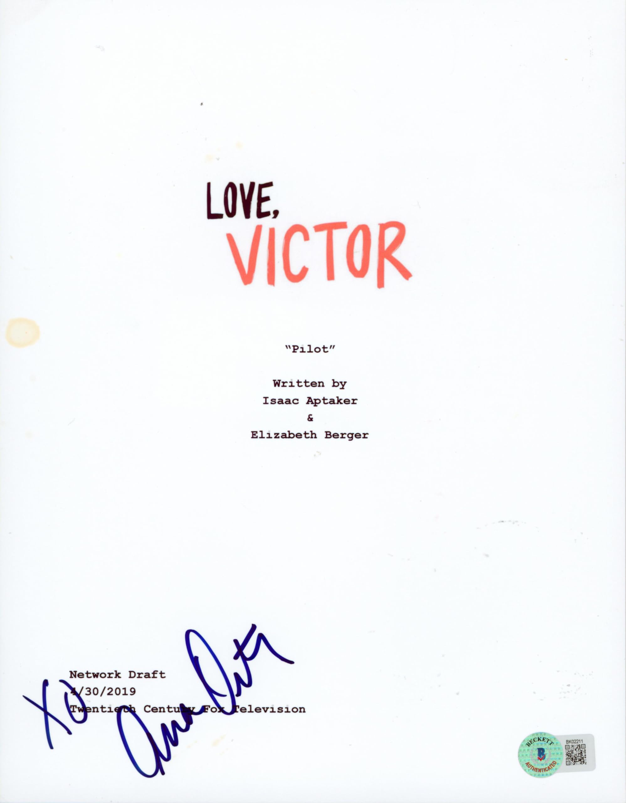 Ana Ortiz Love, Victor "XO" Authentic Signed Script Cover BAS #BK02211