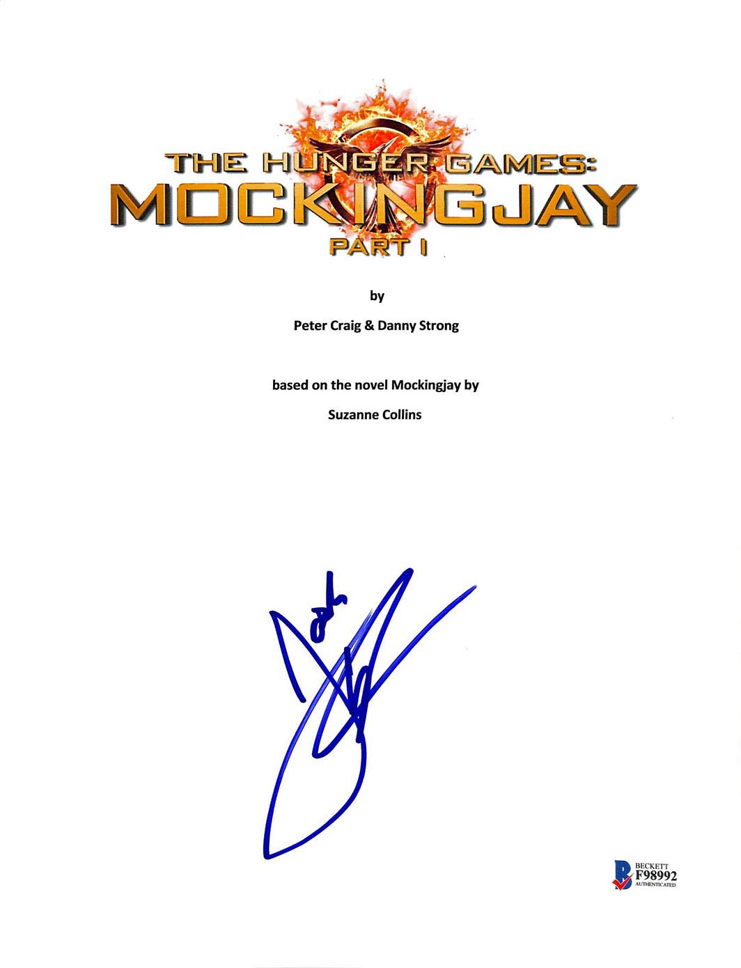 Josh Hutcherson Signed Hunger Games Mockinjay 1 Movie Script Cover BAS #F98992