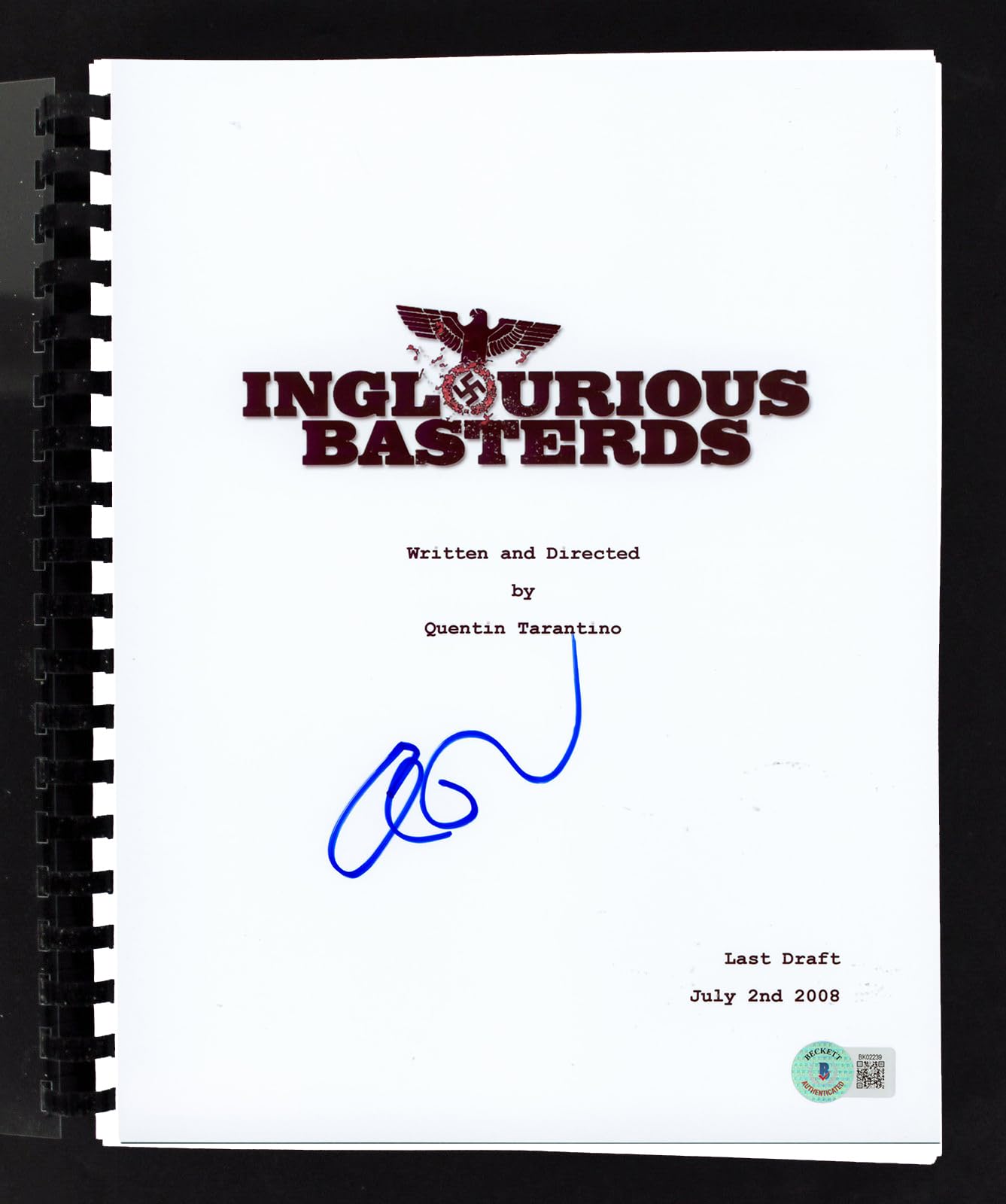 Eli Roth Inglourious Basterds Authentic Signed Movie Script BAS #BK02239