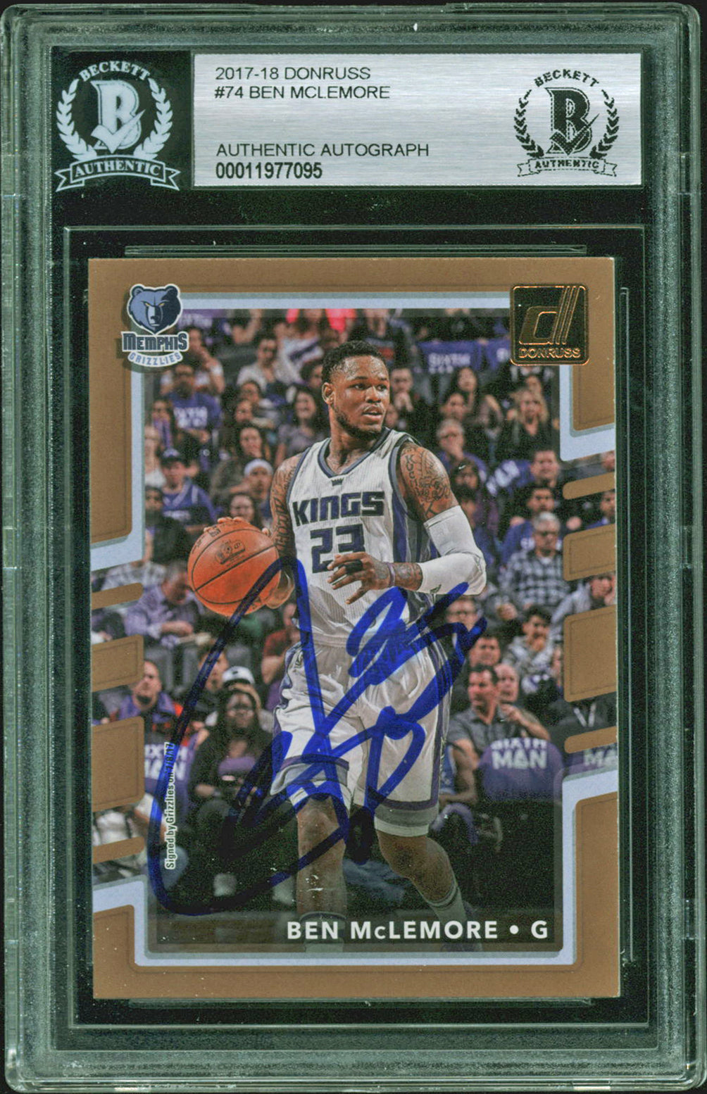 Grizzlies Ben Mclemore Authentic Signed 2017 Donruss #74 Auto Card BAS Slabbed