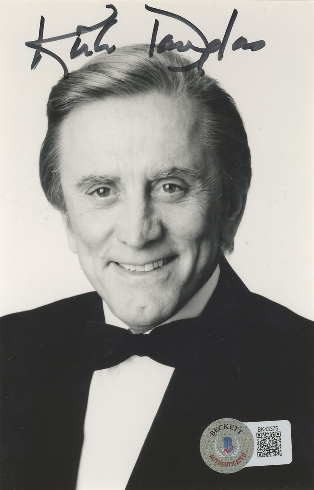 Kirk Douglas Spartacus Authentic Signed 3.5x5.5 Black & White Photo BAS #BK43375