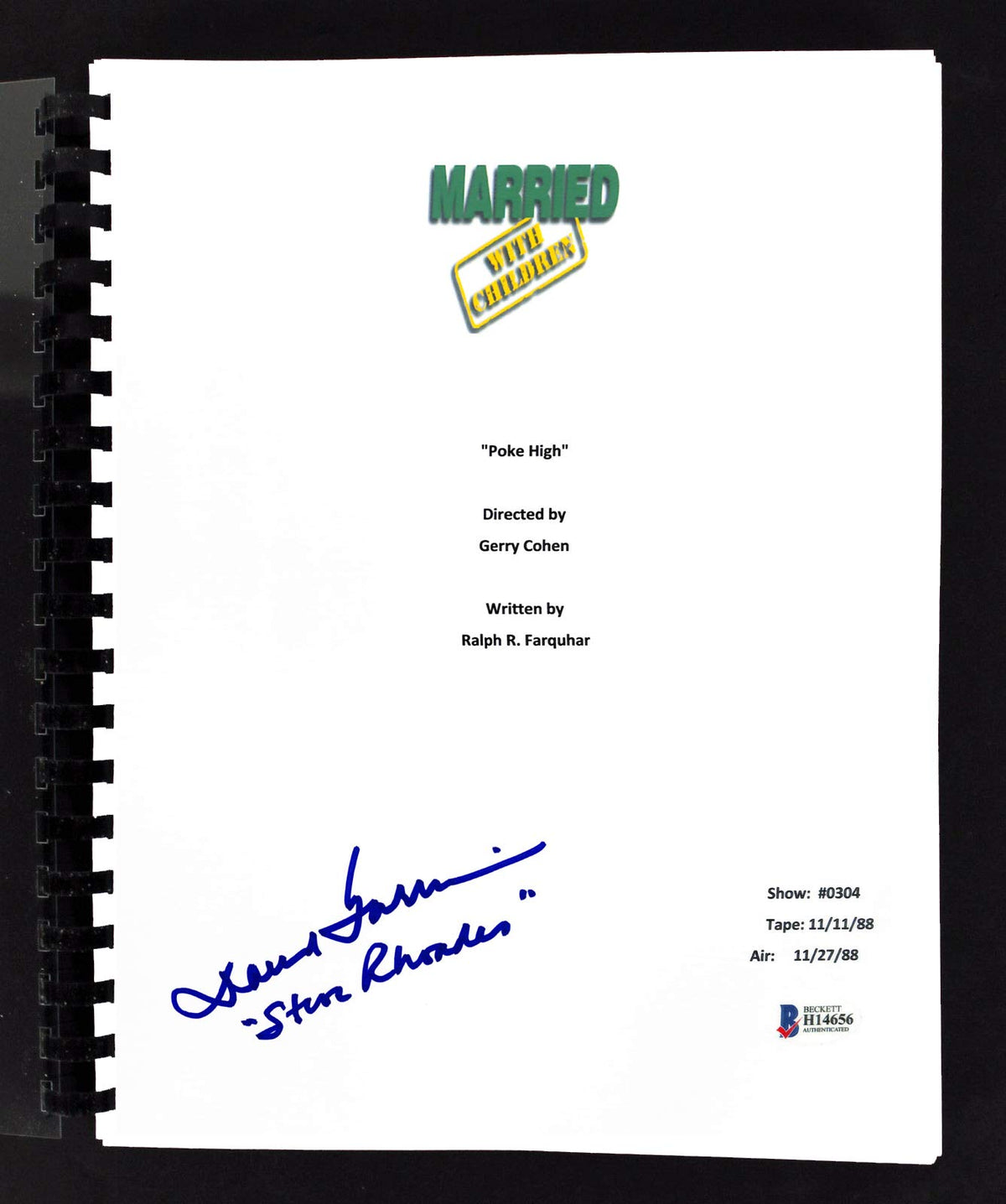 David Garrison Signed Married With Children Poke High TV Script BAS #H14656