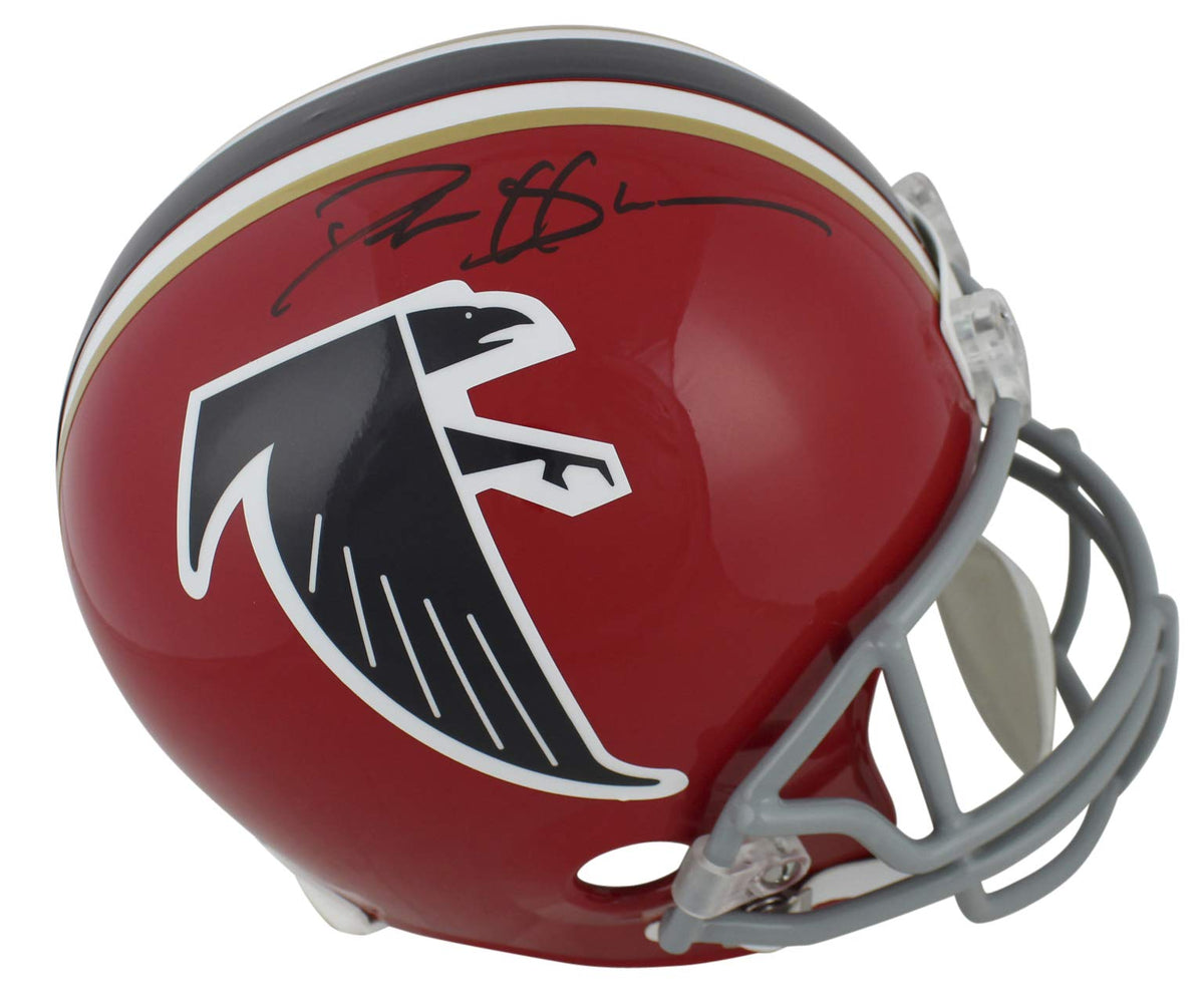 Falcons Deion Sanders Signed Red Throwback Full Size Rep Helmet BAS Witnessed