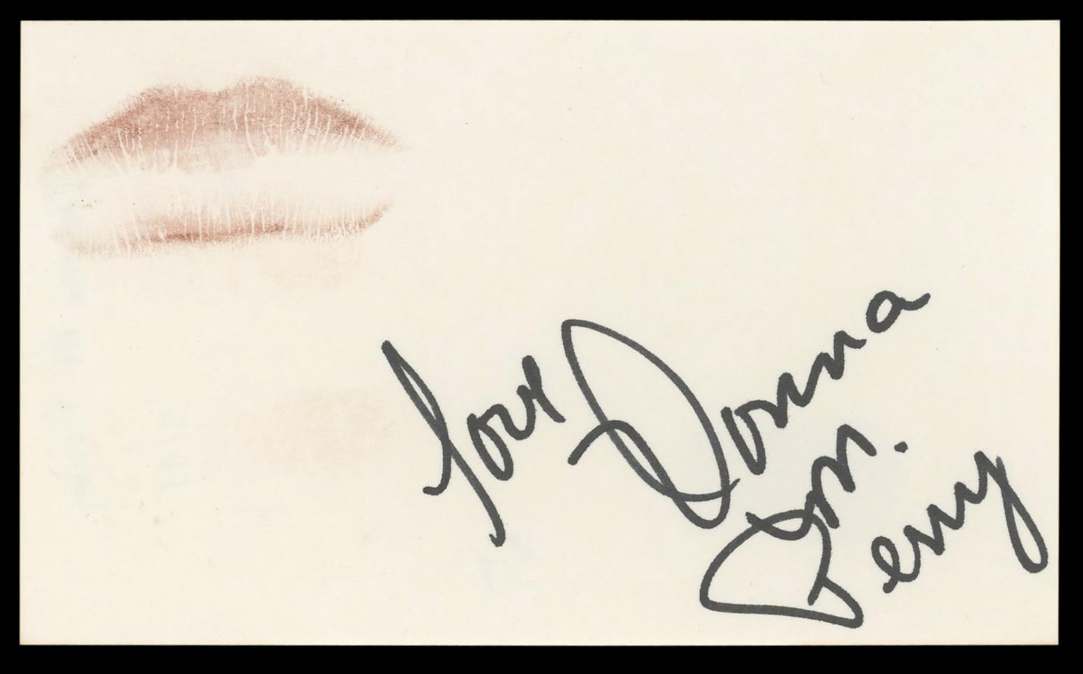 Donna M. Perry Playboy "Love" Authentic Signed 3x5 Index Card BAS #BL98638