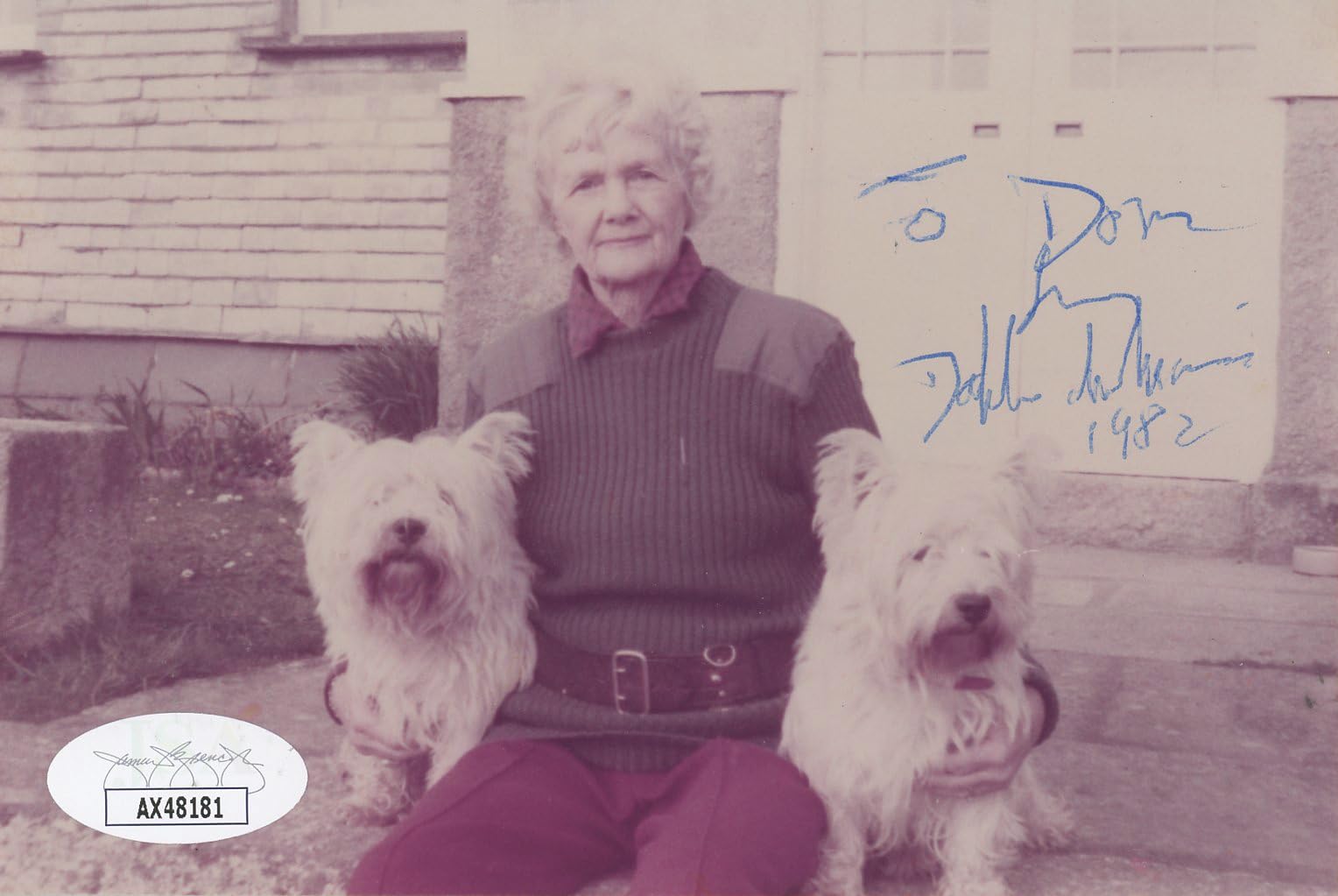 Daphne du Maurier The Birds "To Don" Authentic Signed 3.5x5.5 Photo JSA #AX48181