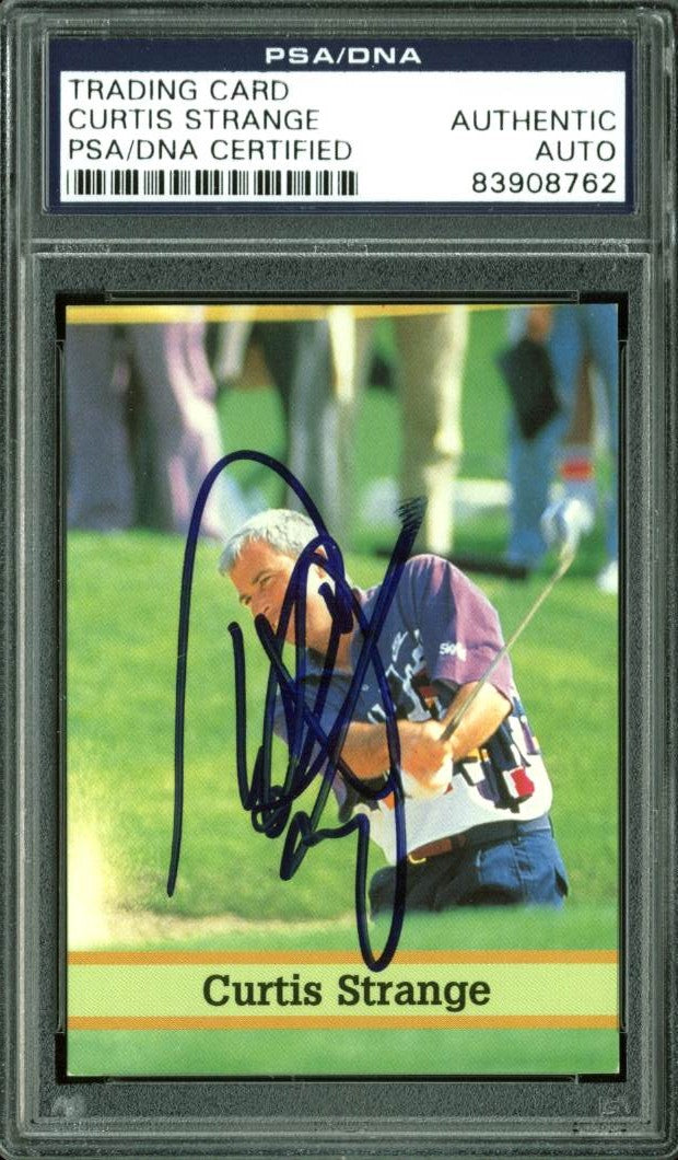 Curtis Strange Authentic Signed Card Fax Pax Golf #10 PSA/DNA Slabbed