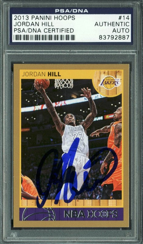 Lakers Jordan Hill Authentic Signed Card 2013 Panini Hoops Gold #14 PSA Slabbed