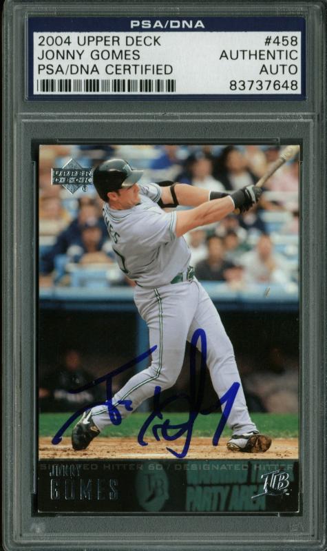 Rays Jonny Gomes Authentic Signed Card 2004 Upper Deck Rc #458 PSA/DNA Slabbed