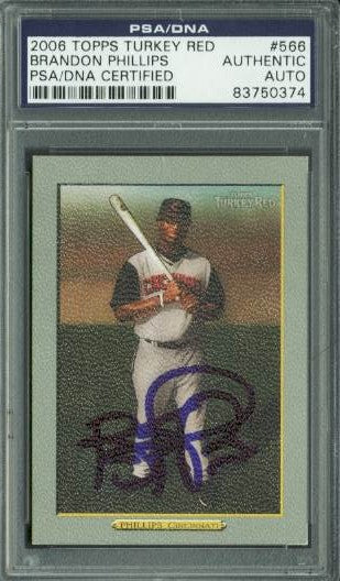 Reds Brandon Phillips Signed Card 2006 Topps Turkey Red #566 PSA/DNA Slabbed