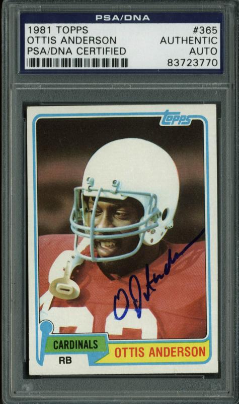 Cardinals Ottis Anderson Authentic Signed Card 1981 Topps #365 PSA/DNA Slabbed