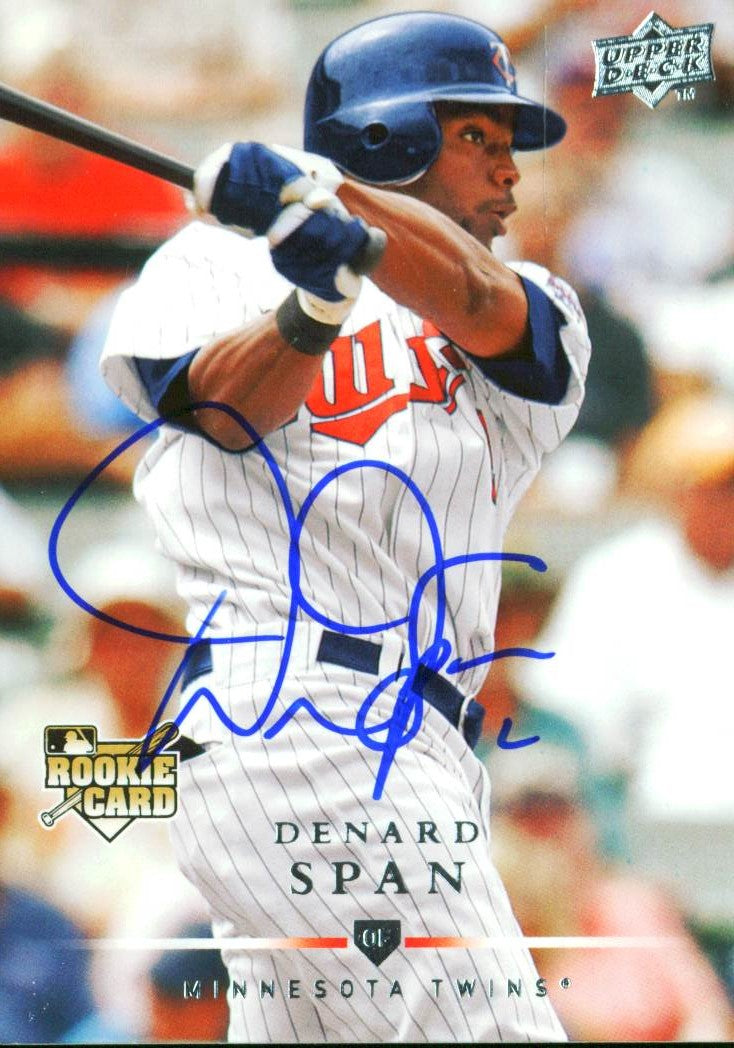 Twins Denard Span Authentic Signed Card 2008 Upper Deck #718 Autographed w/ COA