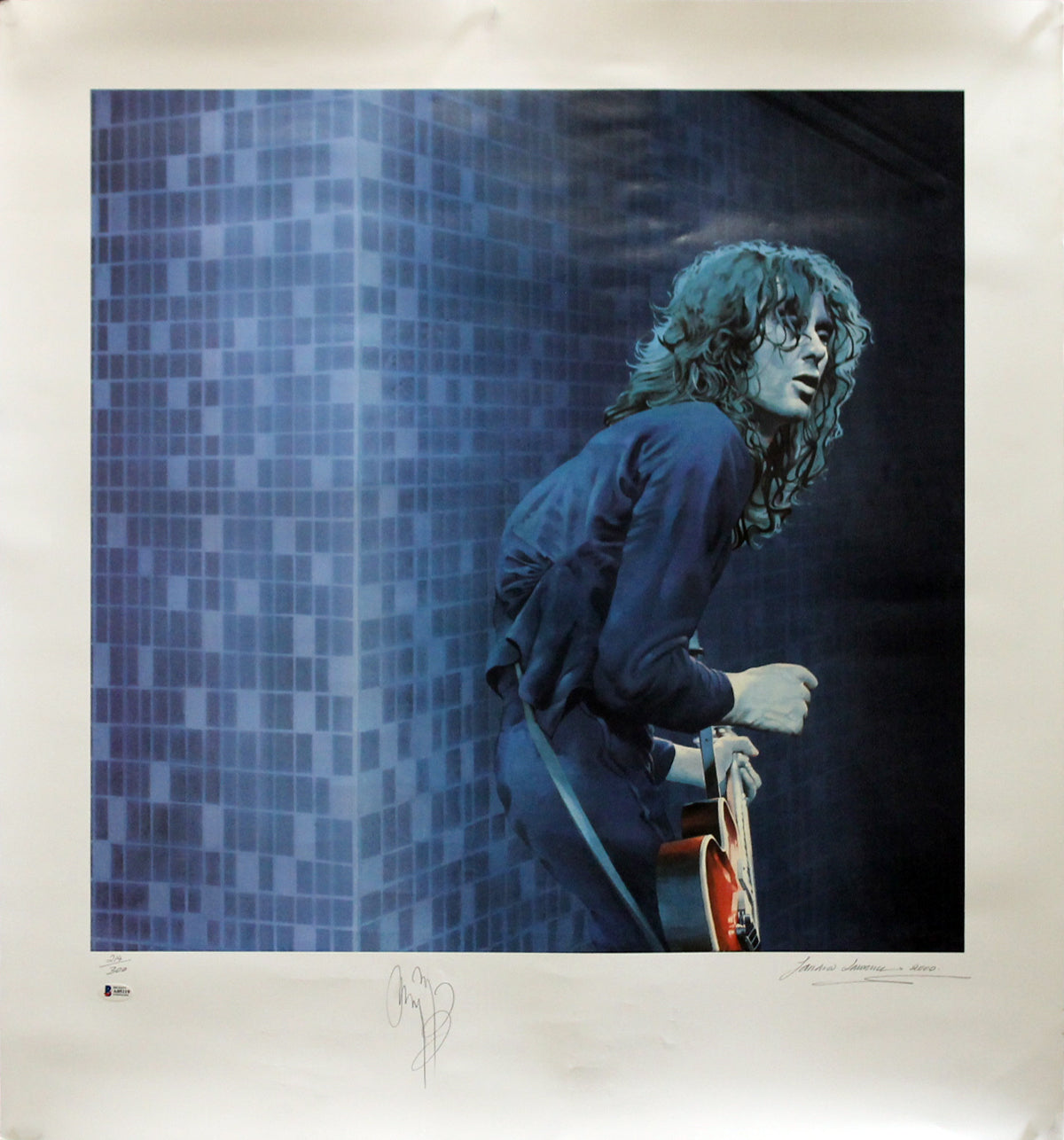 Jimmy Page Led Zeppelin Signed 30x33 LE Artist Print Litho #214/300 BAS #A05119