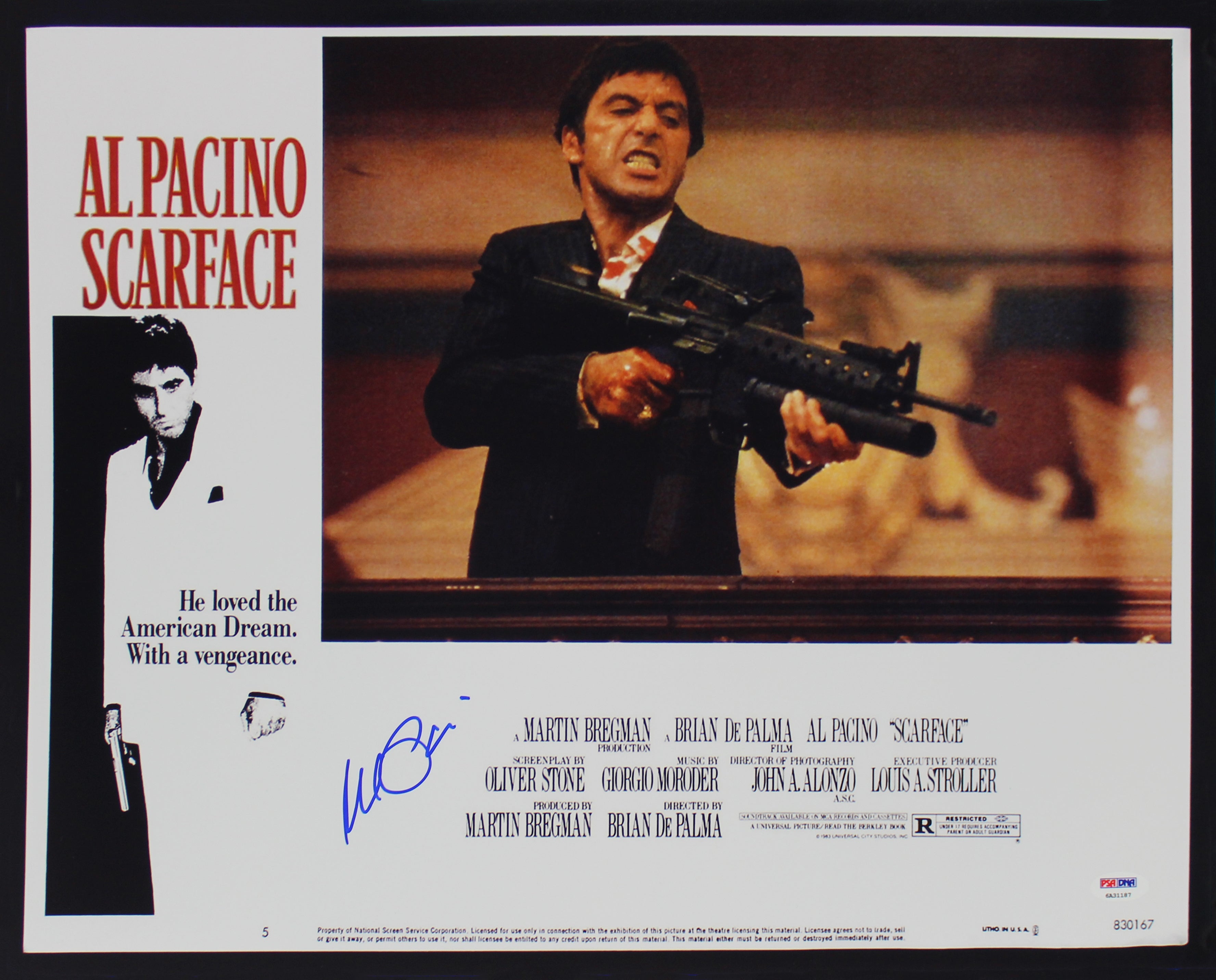 Al Pacino Scarface Signed 16x20 Horizontal Lobby Card Photo Auto 10! PSA Itp