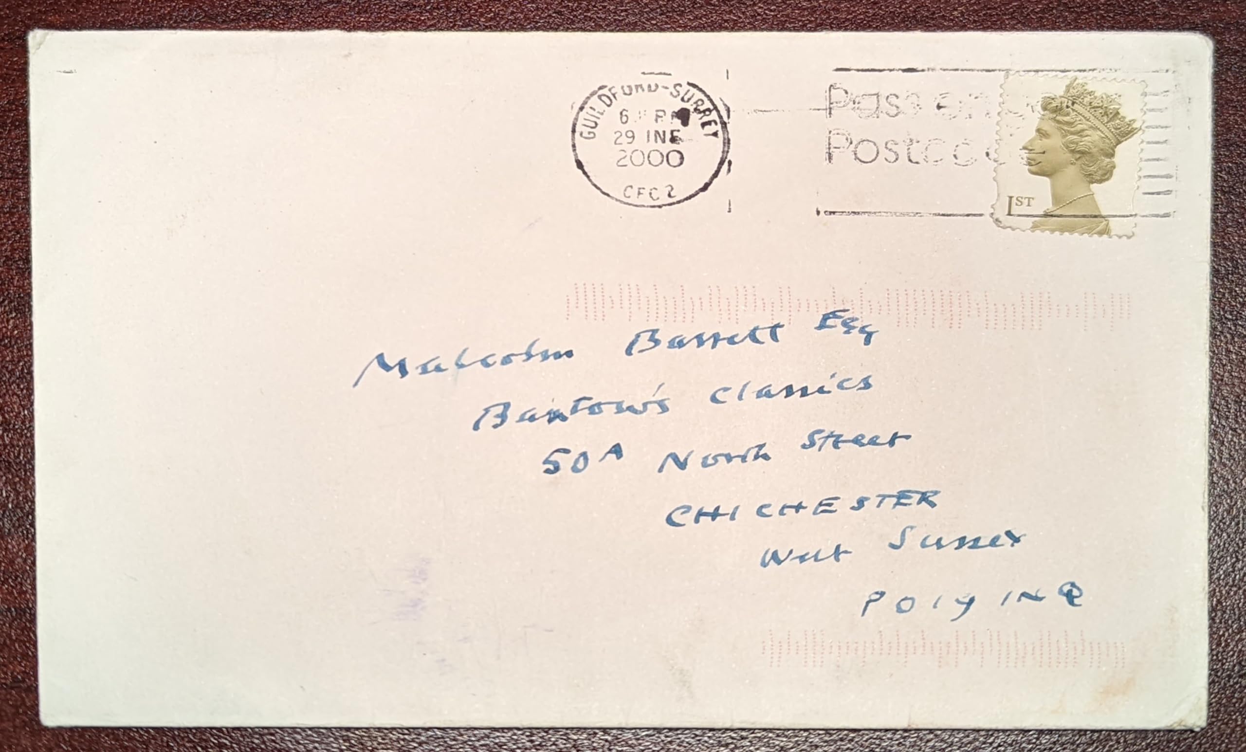 Alec Guinness Authentic Handwritting Sample on 4.25x6.5 Envelope BAS #AB14570