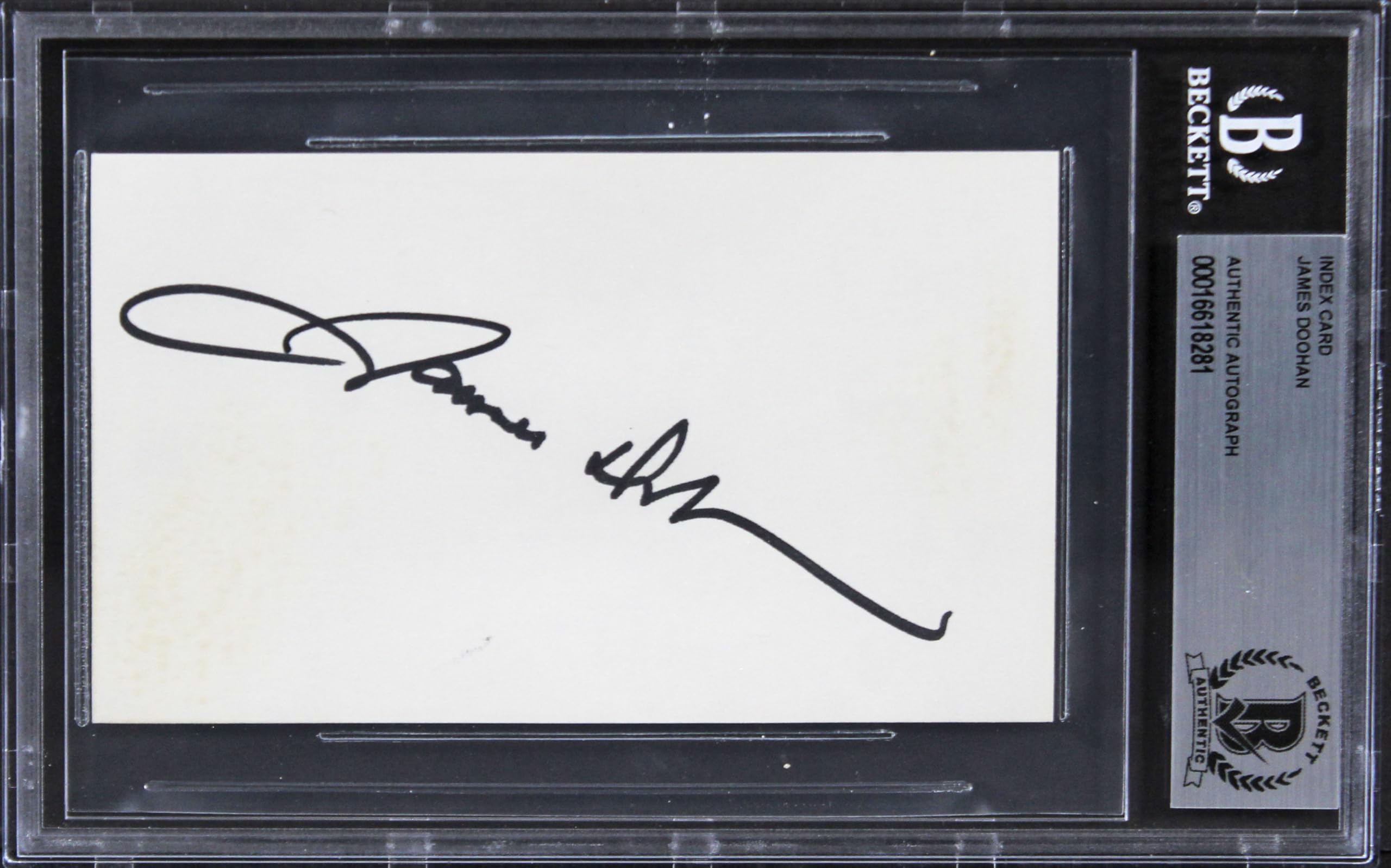 James Doohan Star Trek Authentic Signed 3x5 Index Card Autographed BAS Slabbed 2