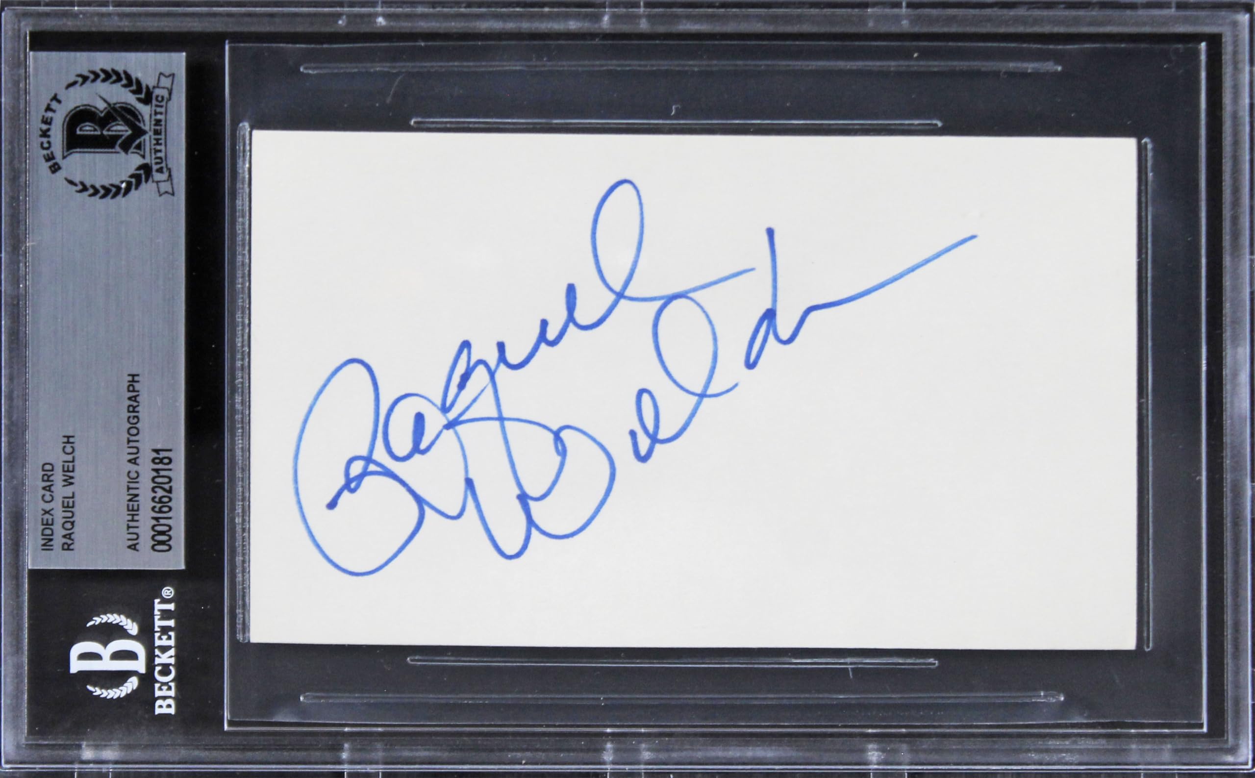 Raquel Welch The Three Musketeers Authentic Signed 3x5 Index Card BAS Slabbed