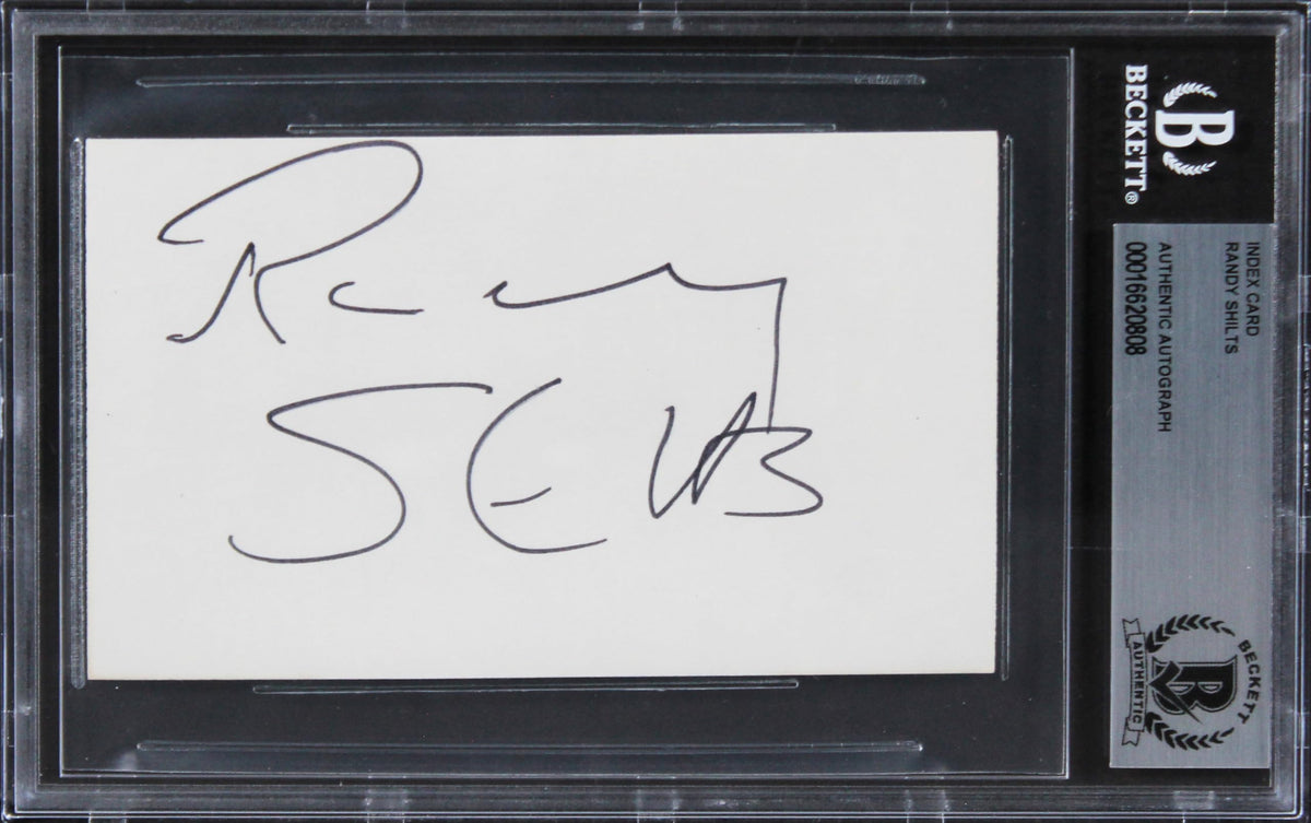 Randy Shilts And the Band Played On Authentic Signed 3x5 Index Card BAS Slab 1