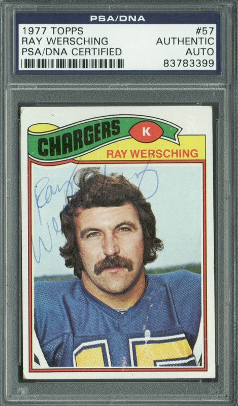 Chargers Ray Wersching Authentic Signed Card 1977 Topps #57 PSA/DNA Slabbed