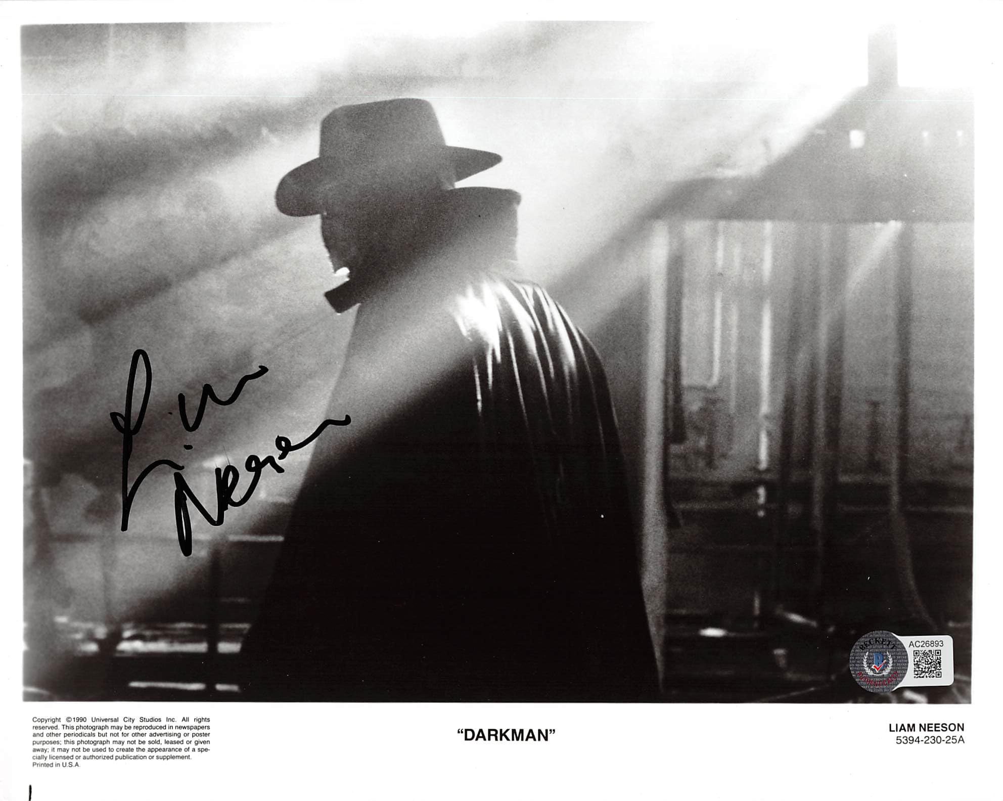 Liam Neeson Darkman Authentic Signed 8x10 Photo Autographed BAS #AC26893