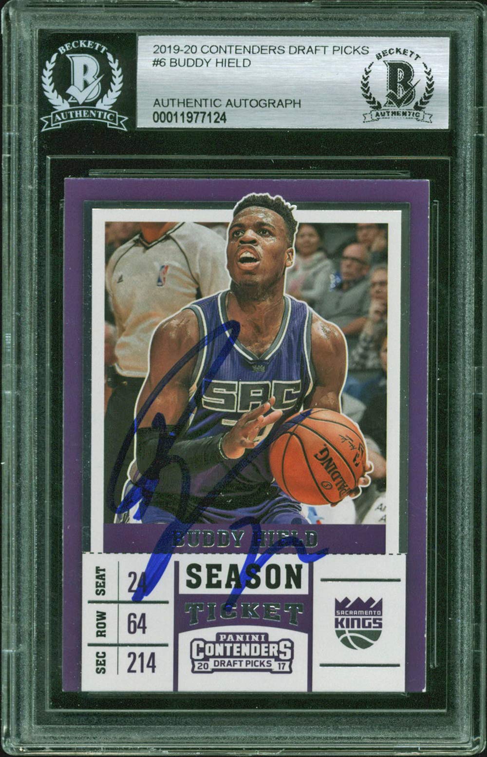 Kings Buddy Hield Signed 2019 Contenders Draft Picks #6 Auto Card BAS Slabbed